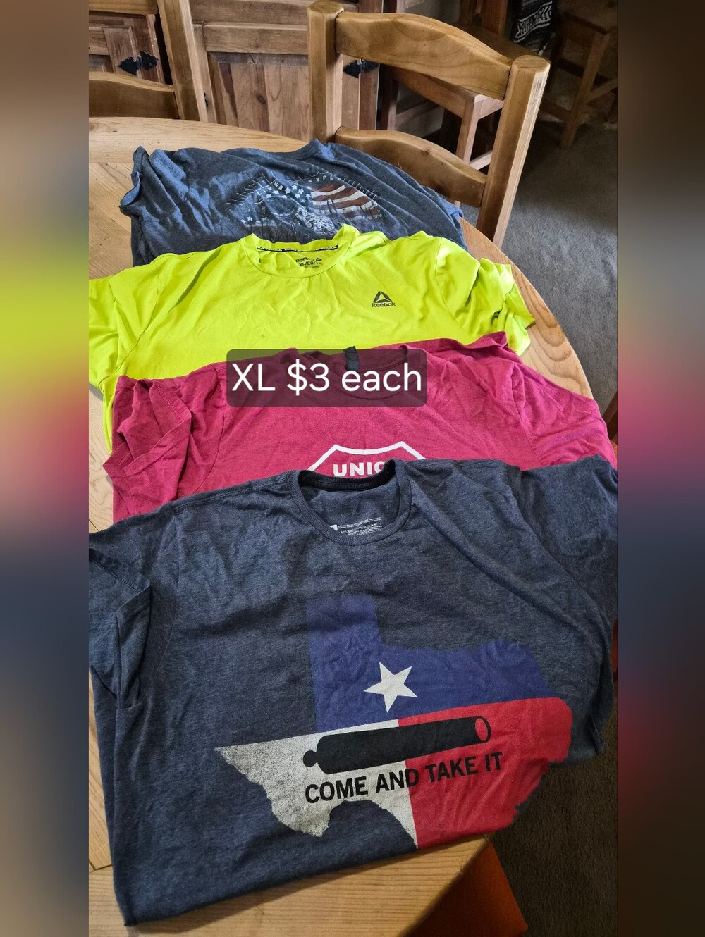 XL Graphic T-Shirt Lot - Navy, Neon Yellow, Red, Gray